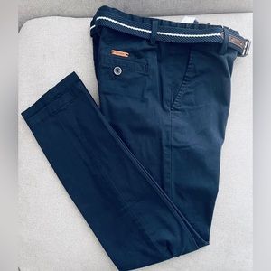 Sacoor Kids Boys Chino Trousers Pants navy Blue belt pockets 10 years